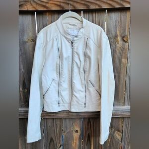 *Maurices Womens Faux White Leather Jacket Size L